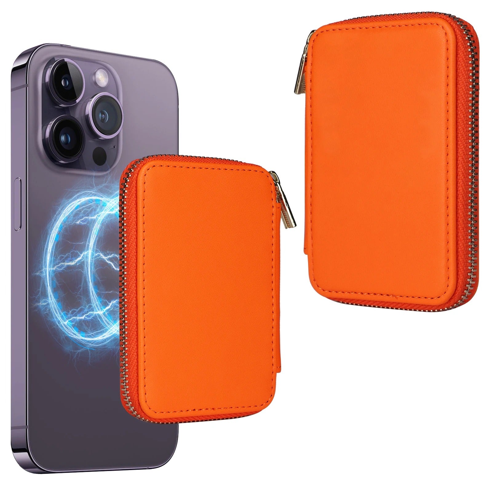 Refined iPhone Mangetic Leather Wallet, MagSafe-Compatible Card Holder with RFID Blocking, Slim Storage Design with Lanyard Support