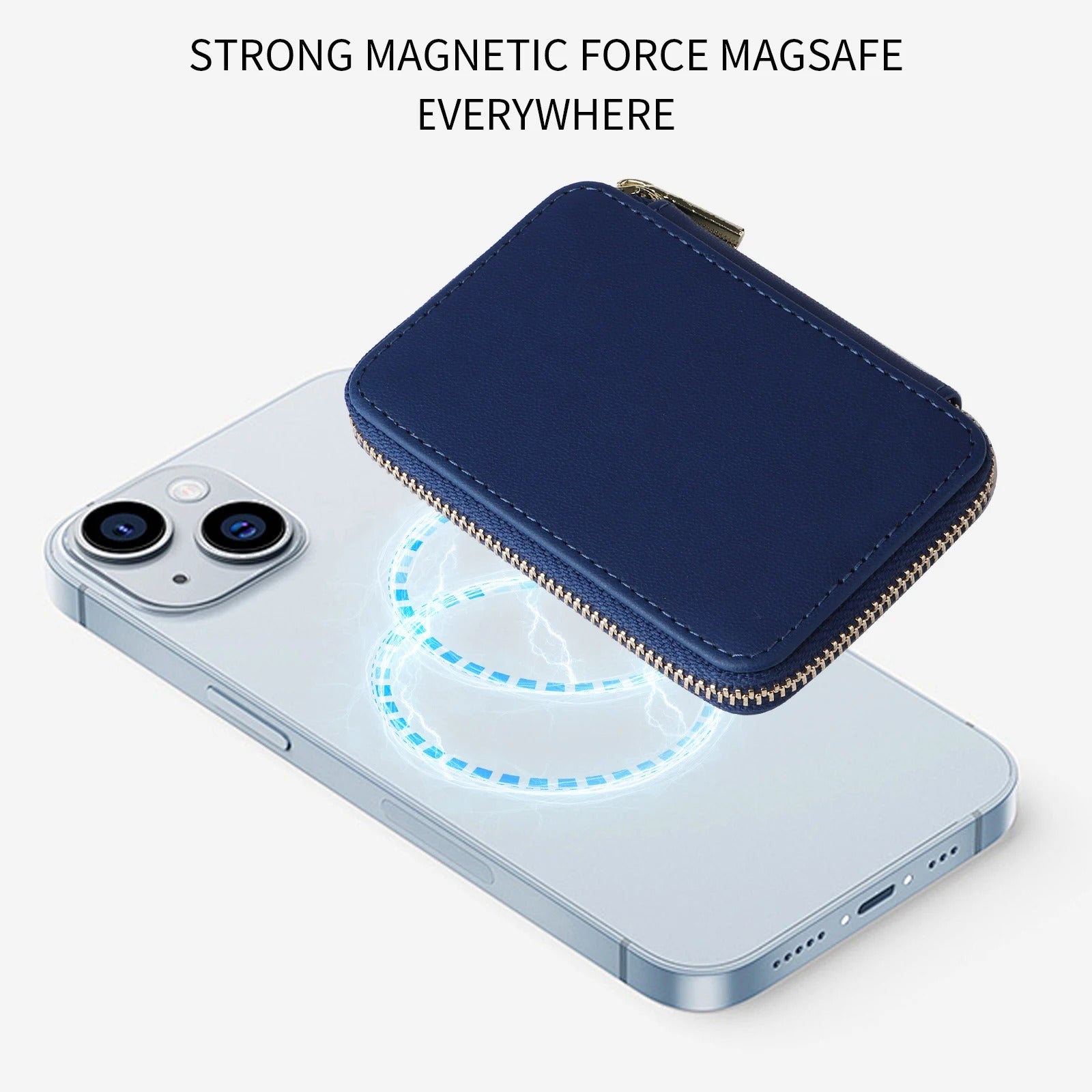 Refined iPhone Mangetic Leather Wallet, MagSafe-Compatible Card Holder with RFID Blocking, Slim Storage Design with Lanyard Support