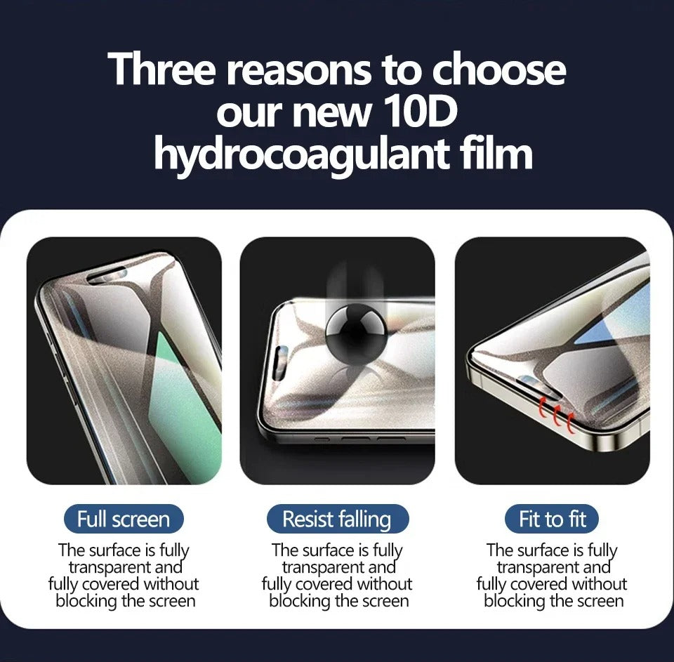 Ultra-Slim iPhone Hydrogel Screen Protector – Flexible Full Cover Protective Film with Smooth Touch Feel, Scratch Resistance & Impact-Absorbing Display Protection