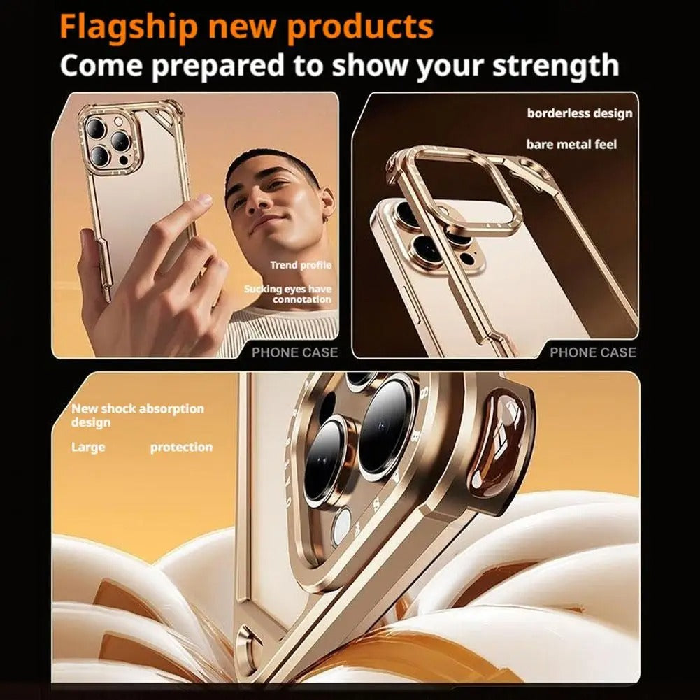 Ultra-Thin iPhone Case — Minimalist Design, Wireless Charging Compatible, Metal Frame Bumper Shockproof, Half-Wrapped Protection
