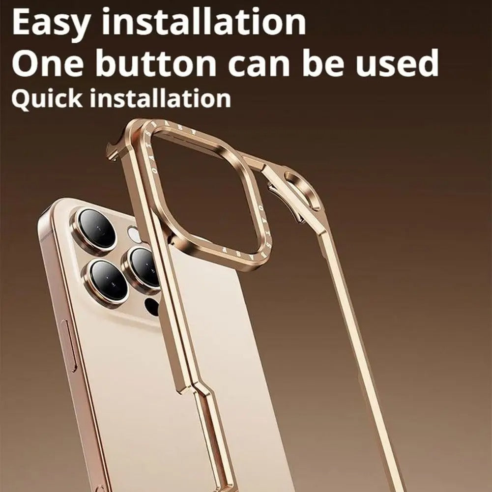 Ultra-Thin iPhone Case — Minimalist Design, Wireless Charging Compatible, Metal Frame Bumper Shockproof, Half-Wrapped Protection
