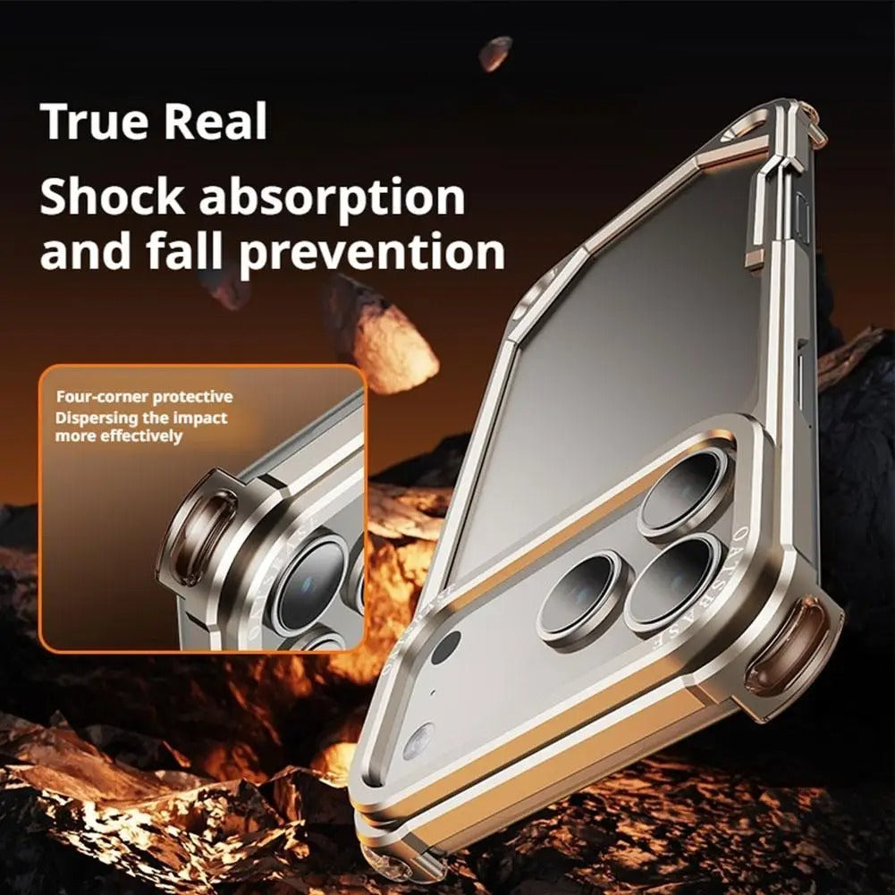 Ultra-Thin iPhone Case — Minimalist Design, Wireless Charging Compatible, Metal Frame Bumper Shockproof, Half-Wrapped Protection