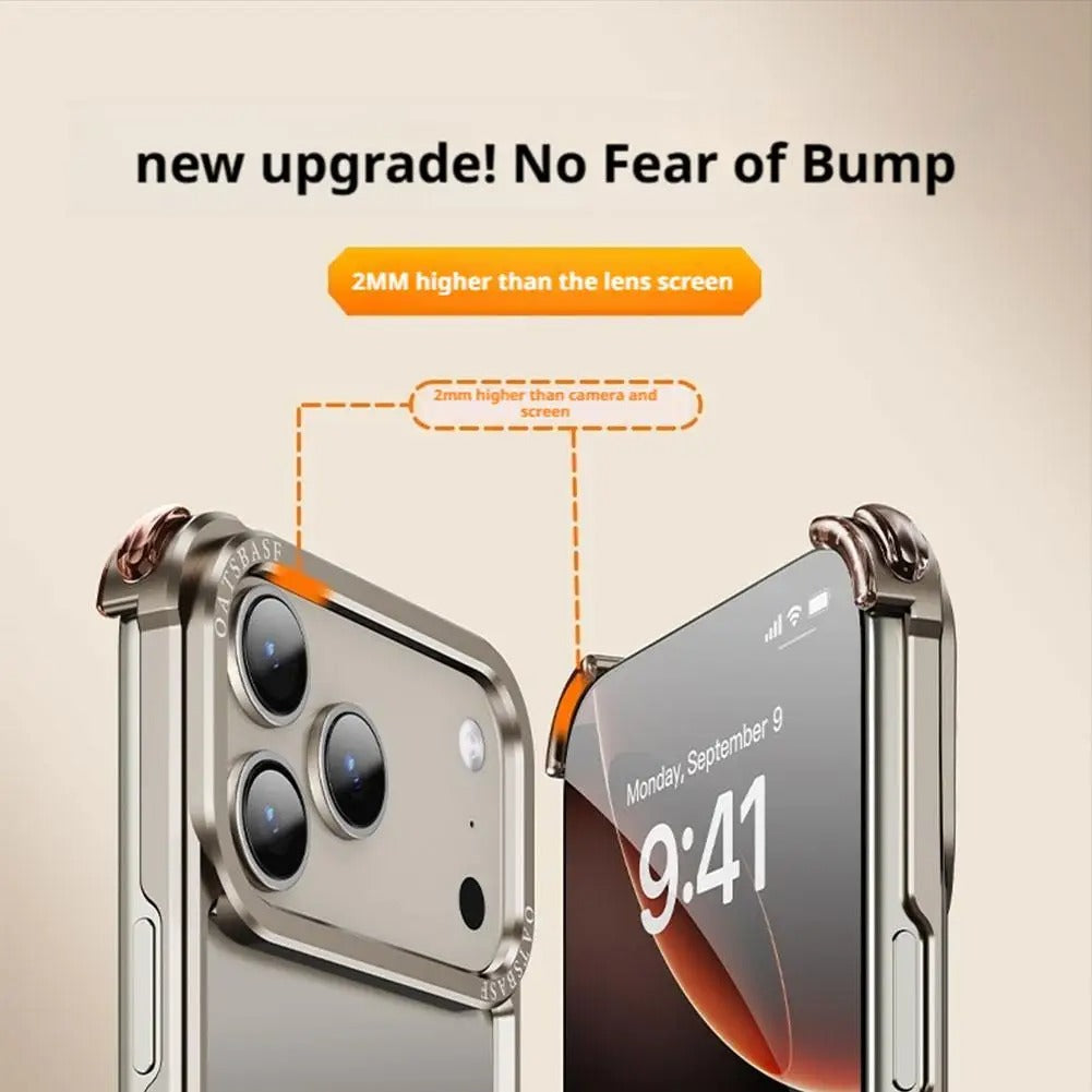 Ultra-Thin iPhone Case — Minimalist Design, Wireless Charging Compatible, Metal Frame Bumper Shockproof, Half-Wrapped Protection