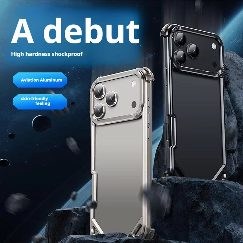 Ultra-Thin iPhone Case — Minimalist Design, Wireless Charging Compatible, Metal Frame Bumper Shockproof, Half-Wrapped Protection