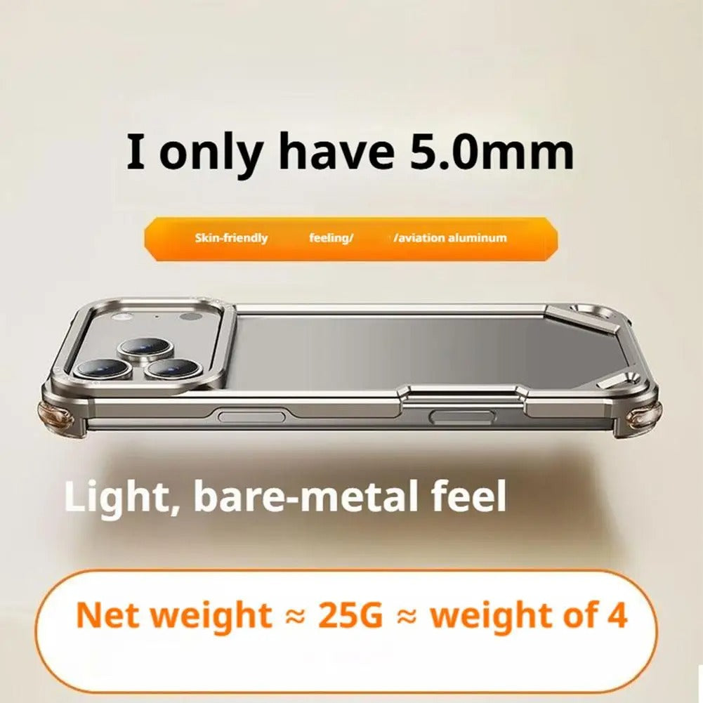 Ultra-Thin iPhone Case — Minimalist Design, Wireless Charging Compatible, Metal Frame Bumper Shockproof, Half-Wrapped Protection