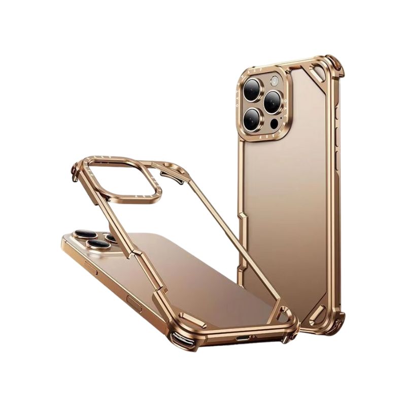 Ultra-Thin iPhone Case — Minimalist Design, Wireless Charging Compatible, Metal Frame Bumper Shockproof, Half-Wrapped Protection
