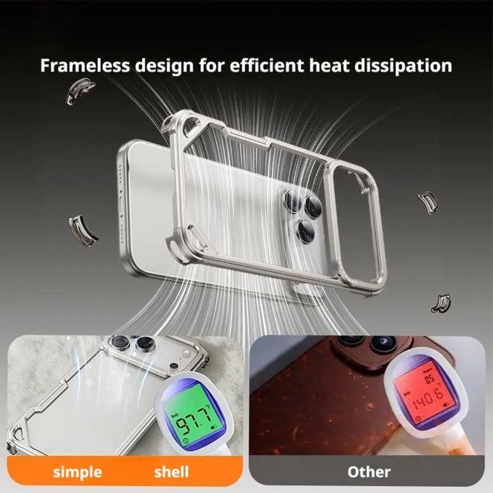 Ultra-Thin iPhone Case — Minimalist Design, Wireless Charging Compatible, Metal Frame Bumper Shockproof, Half-Wrapped Protection