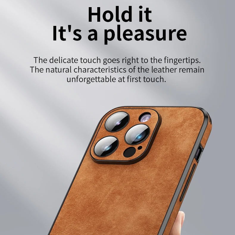 Luxury iPhone Case — Leather Bumper Cover with Lens Protection, Shockproof Full-Coverage Design, Magnetic Wireless Charging Compatibility and Anti-Fingerprint Scratch-Resistant Finish