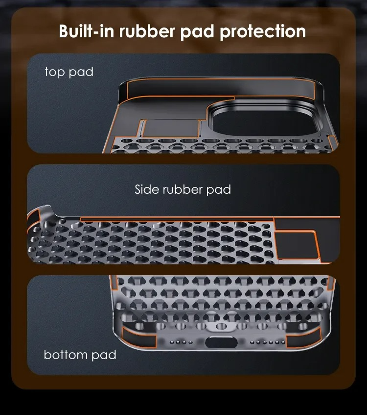 Premium iPhone Case — Metal Heat Dissipation Hollow Aluminum Alloy Cover with Rimless Cooling Design, Fragrance Feature and Anti-Fingerprint Scratch-Resistant Protection