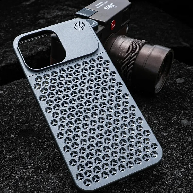 Premium iPhone Case — Metal Heat Dissipation Hollow Aluminum Alloy Cover with Rimless Cooling Design, Fragrance Feature and Anti-Fingerprint Scratch-Resistant Protection