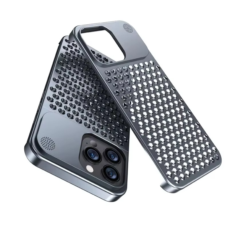 Premium iPhone Case — Metal Heat Dissipation Hollow Aluminum Alloy Cover with Rimless Cooling Design, Fragrance Feature and Anti-Fingerprint Scratch-Resistant Protection