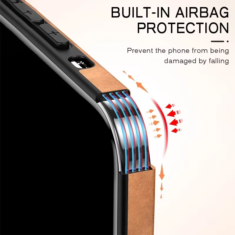 Luxury iPhone Case — Leather Bumper Cover with Lens Protection, Shockproof Full-Coverage Design, Magnetic Wireless Charging Compatibility and Anti-Fingerprint Scratch-Resistant Finish