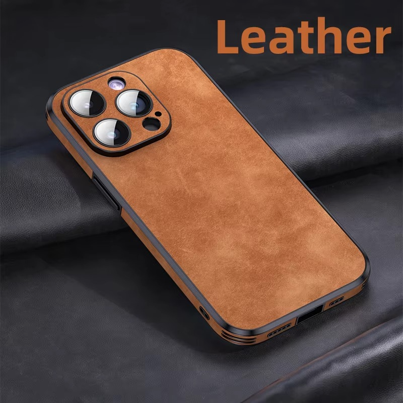 Luxury iPhone Case — Leather Bumper Cover with Lens Protection, Shockproof Full-Coverage Design, Magnetic Wireless Charging Compatibility and Anti-Fingerprint Scratch-Resistant Finish