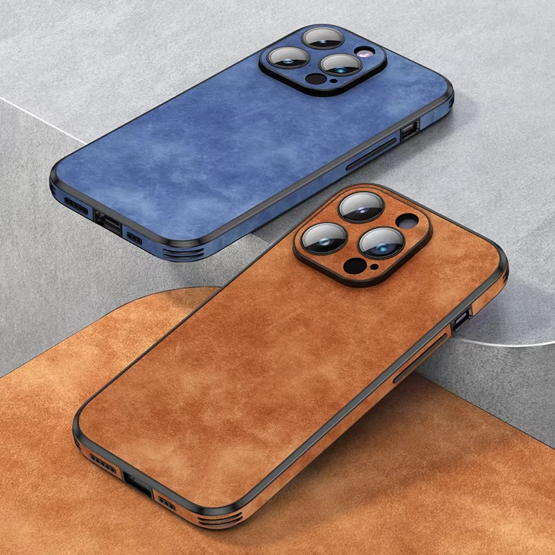 Luxury iPhone Case — Leather Bumper Cover with Lens Protection, Shockproof Full-Coverage Design, Magnetic Wireless Charging Compatibility and Anti-Fingerprint Scratch-Resistant Finish