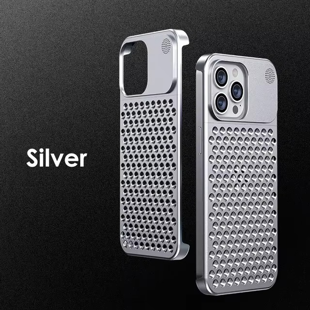 Premium iPhone Case — Metal Heat Dissipation Hollow Aluminum Alloy Cover with Rimless Cooling Design, Fragrance Feature and Anti-Fingerprint Scratch-Resistant Protection