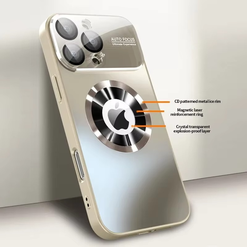 Luxury iPhone Case — Titanium MagSafe Magnetic Half-Wrapped Cover with Glass Lens Protection, Shockproof, Anti-Fingerprint, Anti-Scratch Design